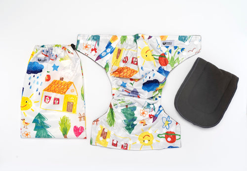 Rainbow White Reusable Nappy Set