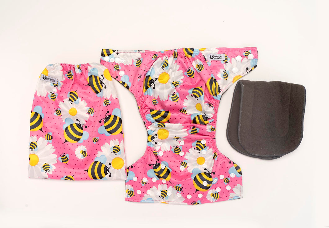 Bumble Bees Reusable Nappy Set