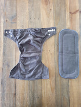 Load image into Gallery viewer, Image of charcoal grey inside of nappy and liner.