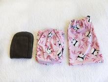 Load image into Gallery viewer, A beautiful blush pink nappy with panda bears and hot pink bamboo. 